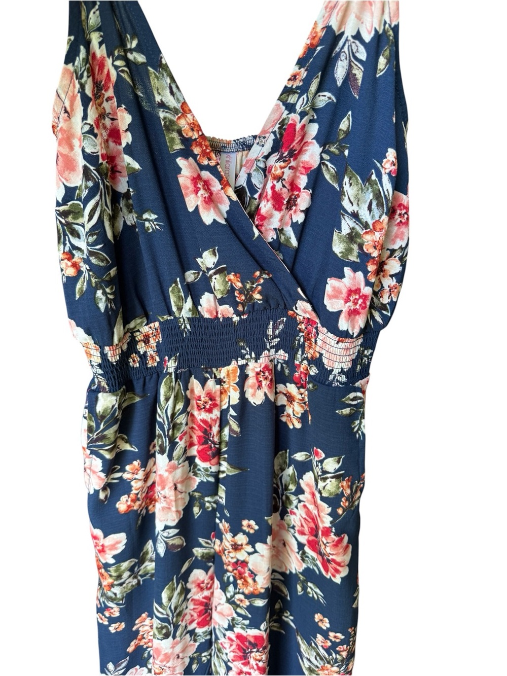 NWT Xhilaration Navy Floral Wide-Leg Jumpsuit size small with pockets - Picture 2 of 10